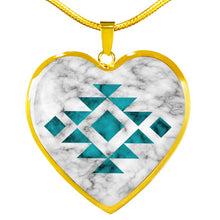 Load image into Gallery viewer, Tribal Ethnic Jewelry White and Turquoise Faux Marble Pendant Necklace Chain Gift Set
