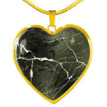 Load image into Gallery viewer, Green Marble Design On Stainless Steel Heart Shaped Pendant
