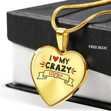Load image into Gallery viewer, I Love My Crazy Family Heart Shaped Pendant Necklace With Chain And Gift Box
