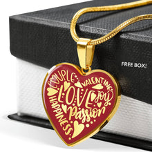 Load image into Gallery viewer, Love Words Valentine Heart Shaped Pendant With Chain and Gift Box
