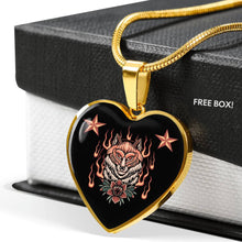 Load image into Gallery viewer, Traditional Tattoo Style Jewelry Fox With Flames and Nautical Star Pendant Necklace With Chain With Gift Box
