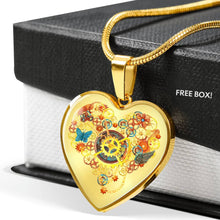 Load image into Gallery viewer, Steampunk Heart With Gears and Butterflies Pendant
