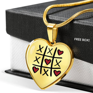 XOXO Heart Shaped Pendant Necklace With Chain and Gift Box