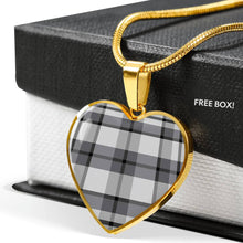 Load image into Gallery viewer, Gray Plaid Heart Shaped Pendant Necklace With Gift box
