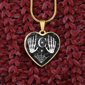 Skeleton Monogram Letter C Heart Shaped Pendant Necklace