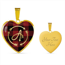 Load image into Gallery viewer, Arrow Monogram Buffalo Plaid Heart Jewelry Heart Shaped Pendant Necklace With Chain and Gift Box
