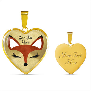 Zero Fox Given Red Fox Heart Shaped Pendant In Silver or Gold