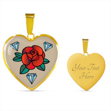 Load image into Gallery viewer, Rose Tattoo Old School Vintage Style Heart Shaped Pendant Necklace

