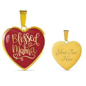 Blessed Mama Heart Shaped Pendant 18K Gold or Stainless Steel Necklace and Gift Box
