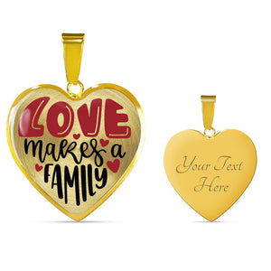 Love Makes A Family Heart Shaped Pendant Necklace With Chain and Gift Box