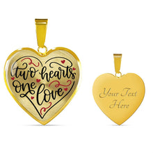 Load image into Gallery viewer, Two Hearts One Love Heart Shaped Pendant Necklace In 18K Gold or Stainless Steel With Chain and Gift Box
