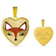 Load image into Gallery viewer, Pretty Red Fox Heart Shaped Pendant and Necklace Gift Set In Silver or Gold
