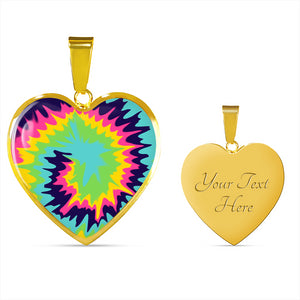 Tie Dye Heart Shaped Stainless Steel Pendant Necklace