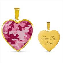 Load image into Gallery viewer, Pink Camouflage Heart Shaped Stainless Steel Pendant Necklace
