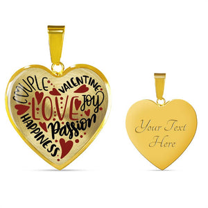 Valentine's Words Love Heart Pendant Necklace With Gift Box