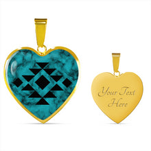 Load image into Gallery viewer, Tribal Design Jewelry on Turquoise Faux Stone Stainless Steel Heart Shaped Pendant Necklace With Chain and Gift Box
