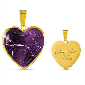 Purple Marble Heart Shaped Stainless Steel Pendant Necklace Gift Set