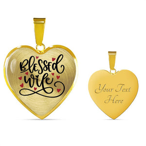 Blessed Wife Pendant Heart Shaped Stainless Steel With Necklace and Gift Box