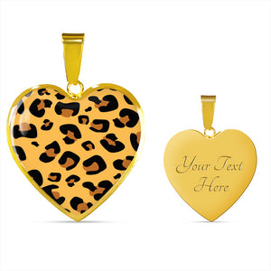 Leopard Print Pendant Necklace Heart Shaped