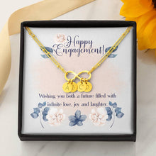 Load image into Gallery viewer, Happy Engagement Gift Infinity Symbol Charm Bracelet With Car Gift Box and Up to 4 Stamped Charms
