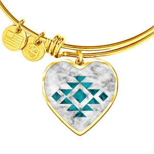 Tribal Ethnic Jewelry White and Turquoise Faux Marble Pendant Necklace Chain Gift Set