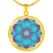 Load image into Gallery viewer, Teal and Purple Mandala Ethnic Boho Necklace Pendant Gift Set In Stainless Steel
