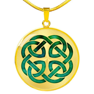 Green Watercolor Celtic Knot Pendant Necklace Knotwork