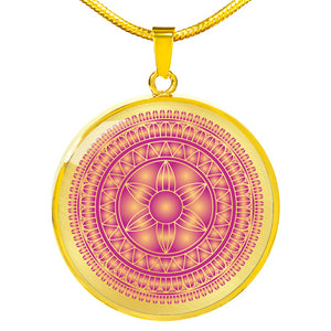Pink and Gold Mandala Boho Ethnic Pendant Necklace Gift Set
