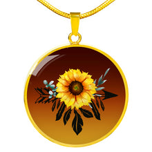 Load image into Gallery viewer, Sunflower Dreamcatcher on Burnt Orange Ombre Round Circle Pendant Necklace Jewelry Gift Set
