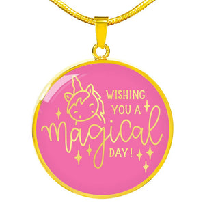 Wishing You A Magical Day Unicorn Pink Necklace