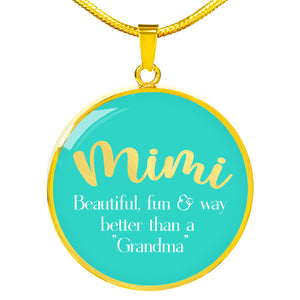 Mimi Turquoise Pendant Necklace Circle Pendant With Chain and Gift Box