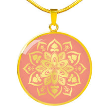 Load image into Gallery viewer, Coral Mandala Round Circle Pendant Necklace Gift Set In Stainless Steel or 18K Gold
