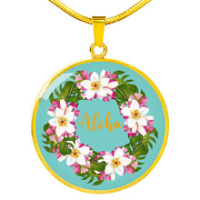 Load image into Gallery viewer, Aloha Hawaiian Design Jewelry Circle Shaped Round Pendant Necklace With Chain and Gift Box
