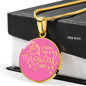 Wishing You A Magical Day Unicorn Pink Necklace
