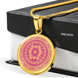 Pink and Gold Mandala Boho Ethnic Pendant Necklace Gift Set