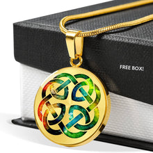 Load image into Gallery viewer, Colorful Watercolor Celtic Knot Necklace Knotwork Pendant
