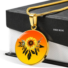 Load image into Gallery viewer, Sunflower Dreamcatcher on Orange and Yellow Ombre Round Circle Pendant Necklace Jewelry Gift Set
