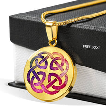 Load image into Gallery viewer, Colorful Watercolor Celtic Knotwork Pendant Necklace Knot
