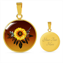 Load image into Gallery viewer, Sunflower Dreamcatcher on Burnt Orange Ombre Round Circle Pendant Necklace Jewelry Gift Set
