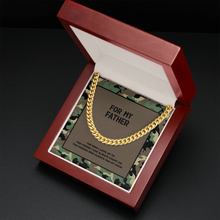 Load image into Gallery viewer, For My Father Green and Brown Camouflage Cuban Link Chain Necklace and Gift Box
