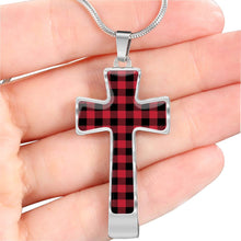 Load image into Gallery viewer, Buffalo Plaid Cross Pendant Necklace With Chain and Gift Box

