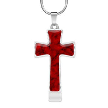 Load image into Gallery viewer, Red Faux Marble Cross Jewelry Religious Christian Stainless Steel Pendant Necklace With Chain and Gift Box
