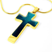 Load image into Gallery viewer, Teal Galaxy Cross Stainless Steel Pendant Necklace
