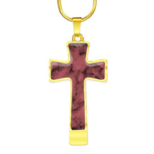 Load image into Gallery viewer, Rose Colored Faux Marble Cross Jewelry In Stainless Steel With Necklace Chain and Gift Box

