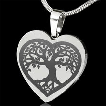 Load image into Gallery viewer, Tree of Life Heart Shaped Engraved Stainless Steel Pendant
