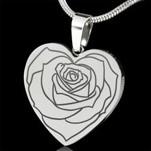 Load image into Gallery viewer, Engraved Rose Heart Shaped Pendant Stainless Steel With Chain and Gift Box
