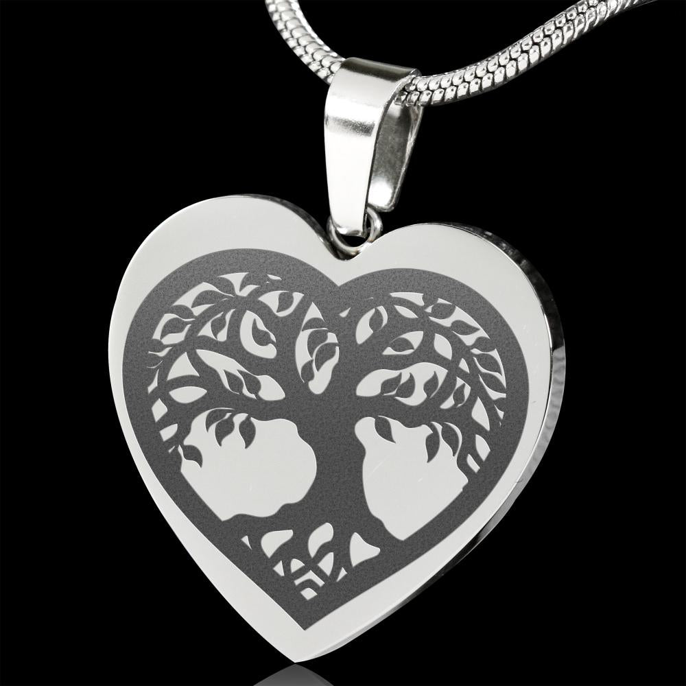 Tree of Life Heart Shaped Engraved Stainless Steel Pendant