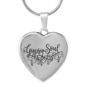 Gypsy Soul Heart Shaped Stainless Steel Engraved Pendant