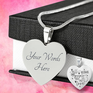 All Because Two People Fell In Love Engraved Heart Necklace Valentine's Day Jewelry Gift