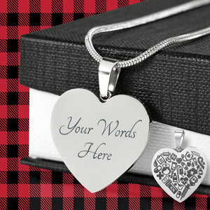 Nurse Medical Pattern Engraved Heart Pendant Stainless Steel With Necklace and Gift Box